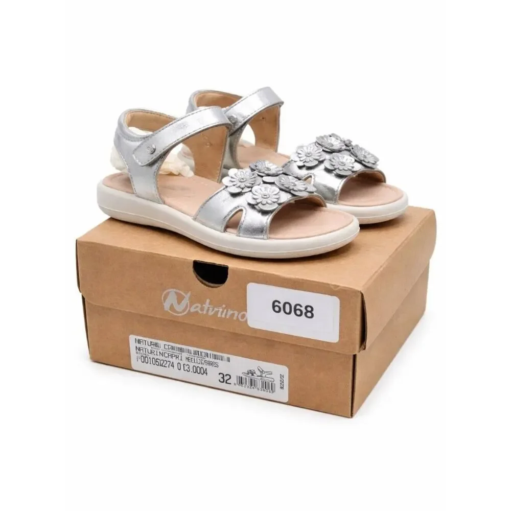 Girls Leather Sandal EU 32 Adjustable Strap Summer Vacation Casual Shoe Naturino